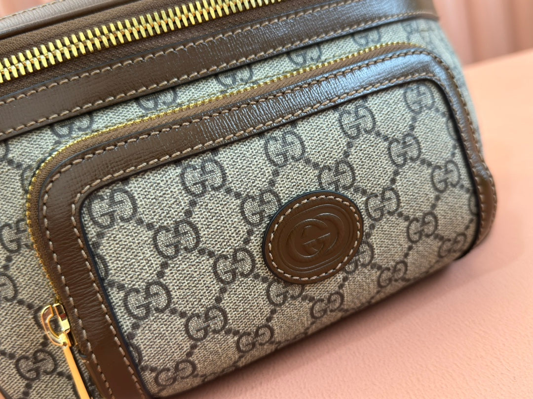 Gucci Interlocking G belt bag Brown mix Ebony Leather Canvas 248164