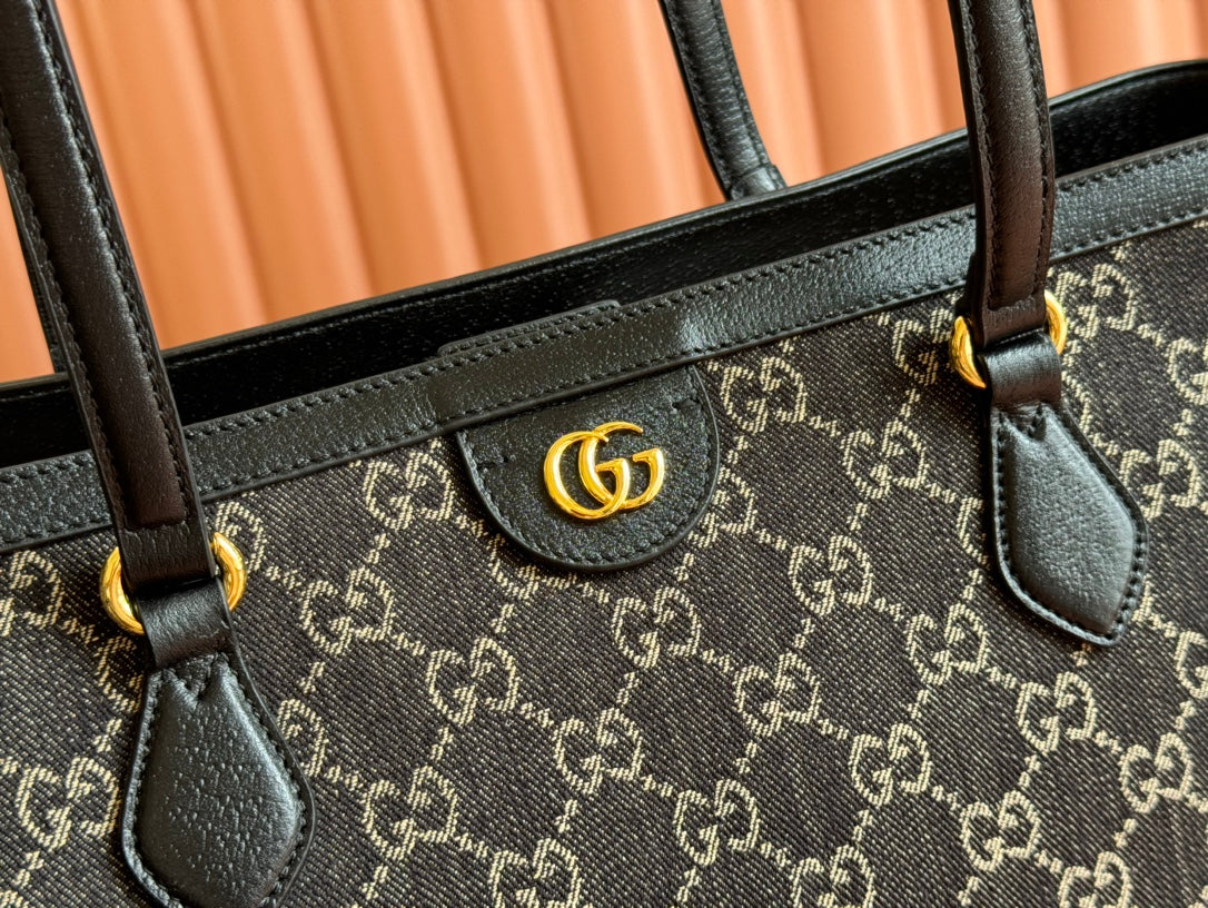 Gucci Ophidia 38cm Bag Black Leather Canvas 244459