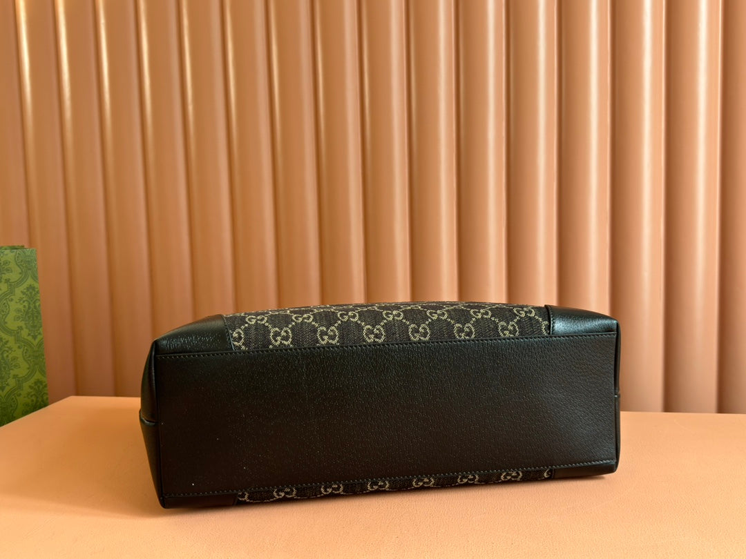 Gucci Ophidia 38cm Bag Black Leather Canvas 244459