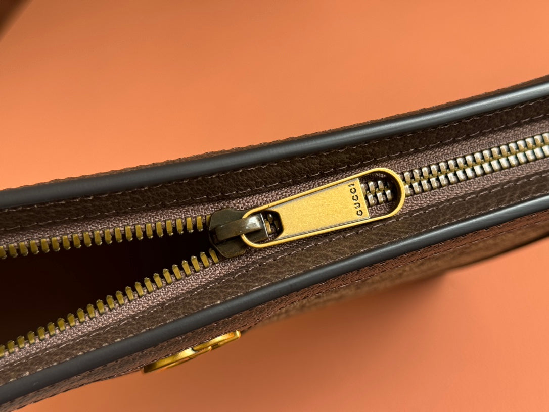 Gucci Ophidia 27cm Clutch Ebony Brown Canvas Leather 239914