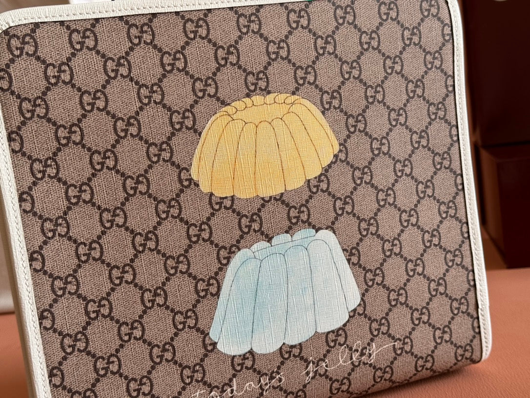 Gucci Cat Print Tote Bag White Beige Canvas 231241