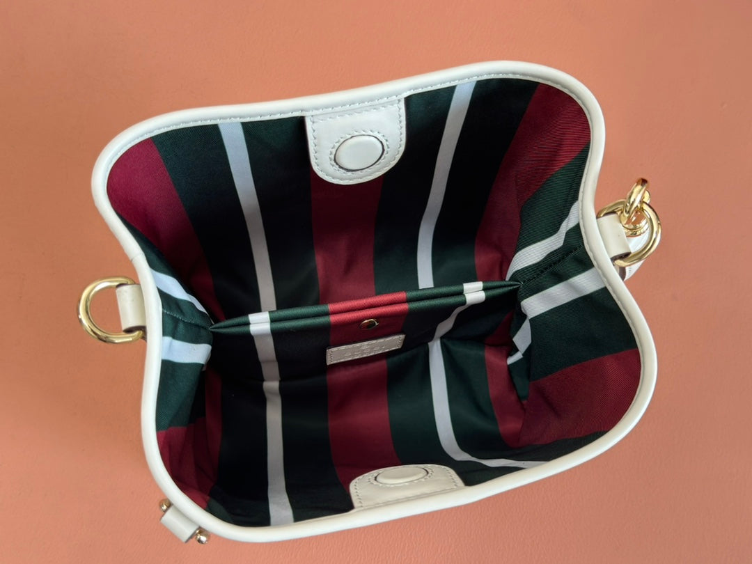 Gucci Ophidia 20.5cm Bag Beige White Canvas 239673