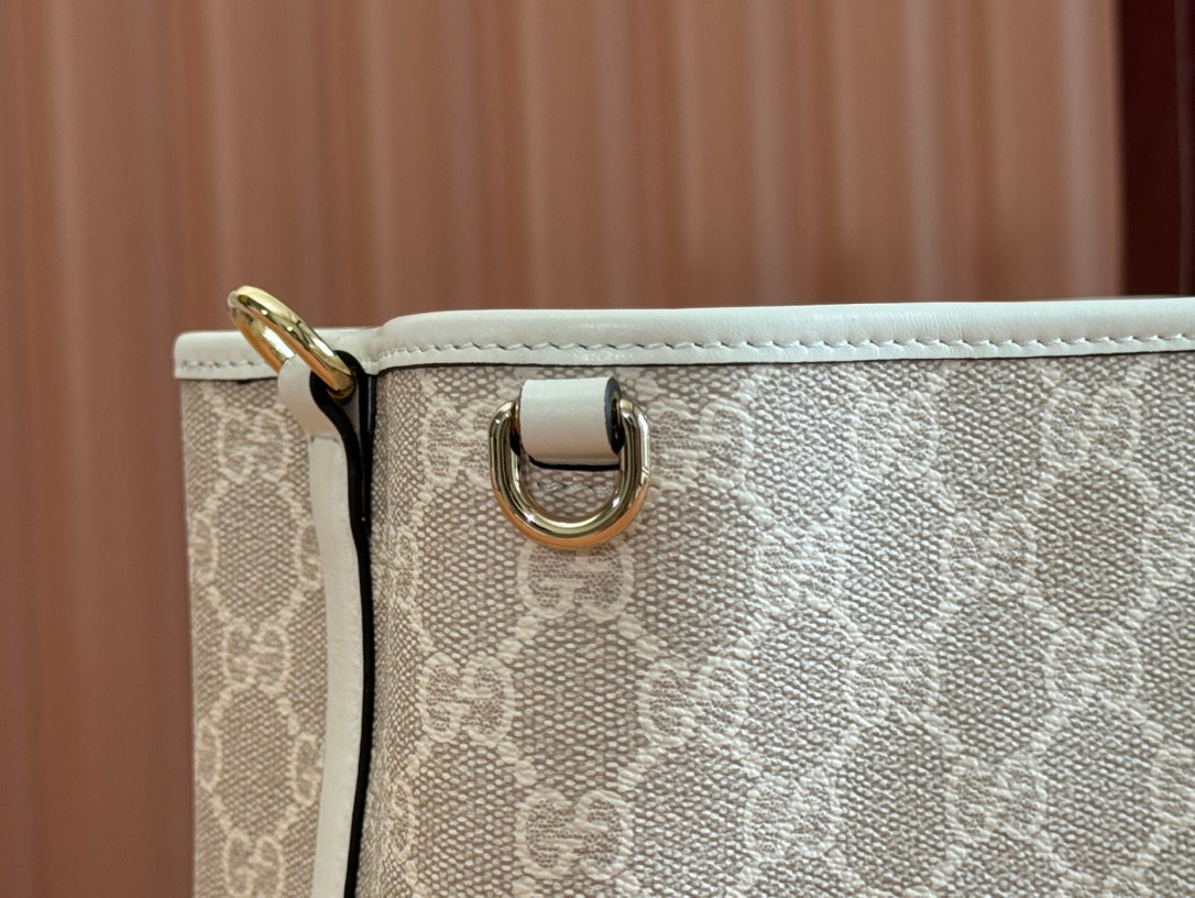 Gucci Ophidia 20.5cm Bag Beige White Canvas 239673