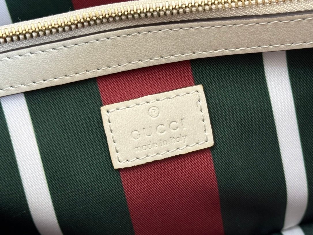 Gucci Ophidia 31cm Bag Beige White Canvas 239666