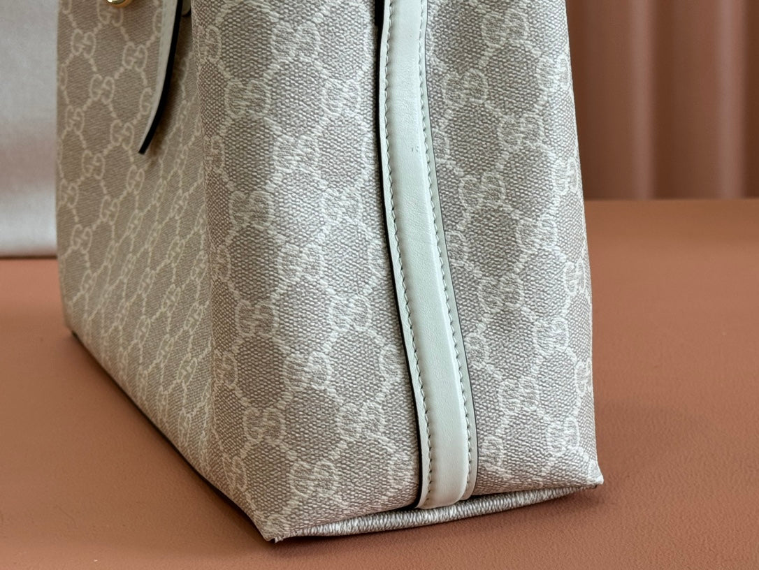 Gucci Ophidia 31cm Bag Beige White Canvas 239666