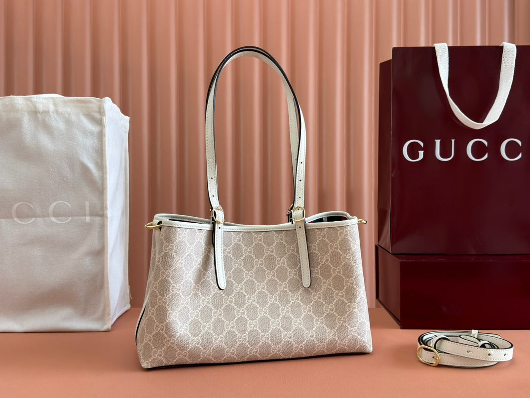 Gucci Ophidia 31cm Bag Beige White Canvas 239666