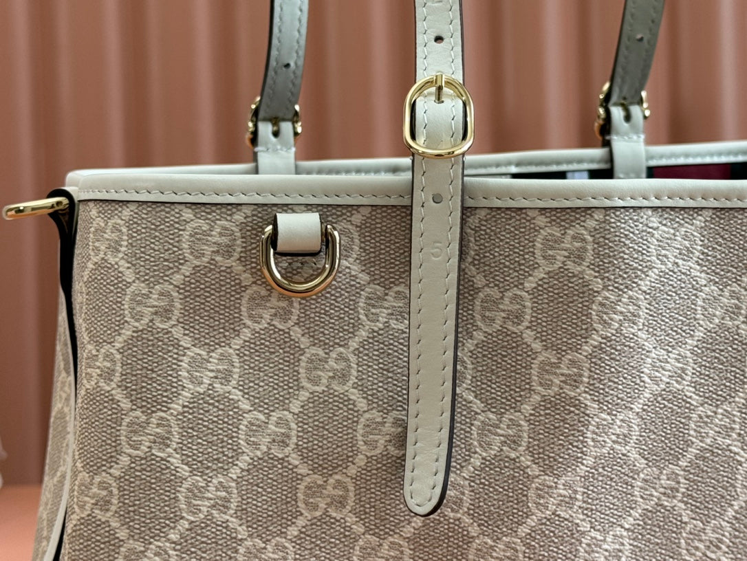 Gucci Ophidia 31cm Bag Beige White Canvas 239666
