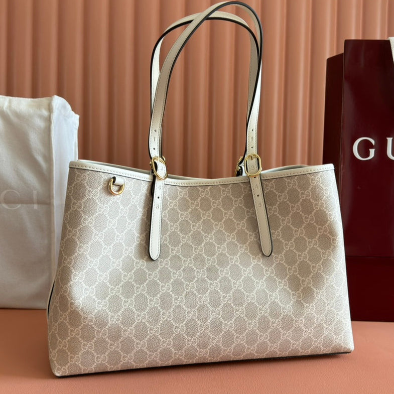 Gucci Ophidia 38cm Bag Beige White Canvas 244550