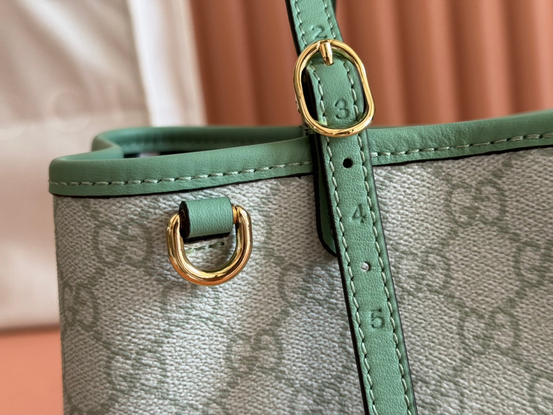 Gucci Ophidia 31cm Bag Green Canvas 244368
