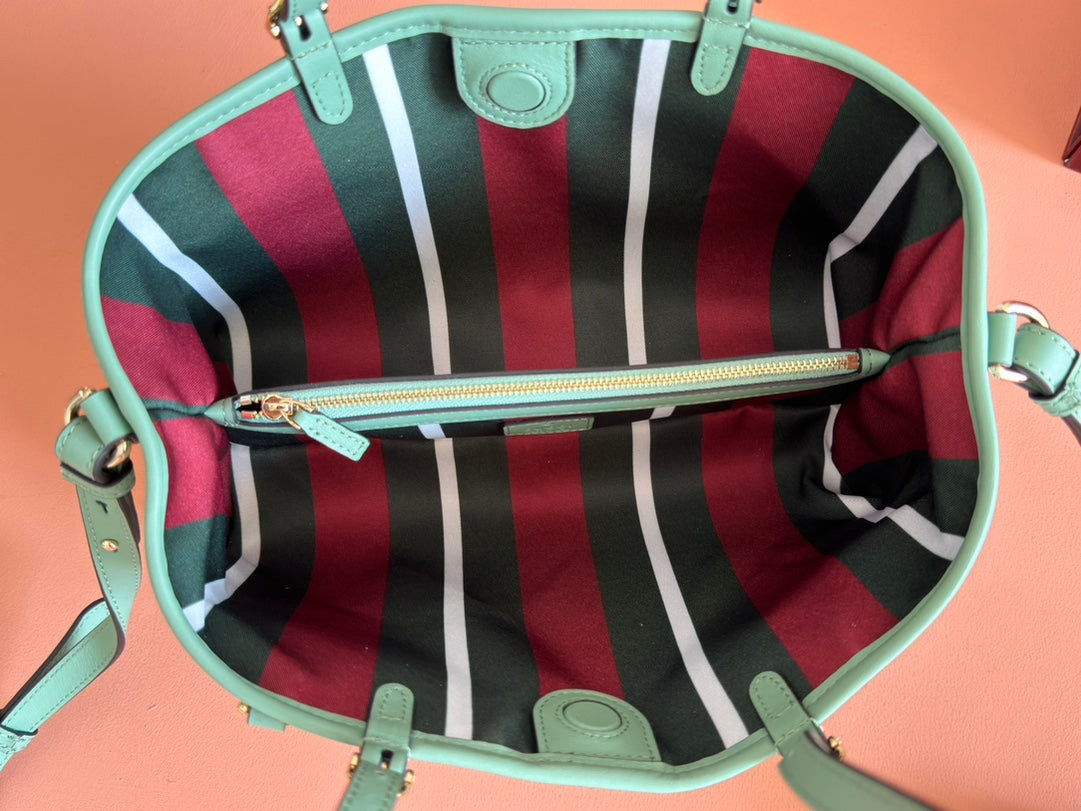 Gucci Ophidia 31cm Bag Green Canvas 244368