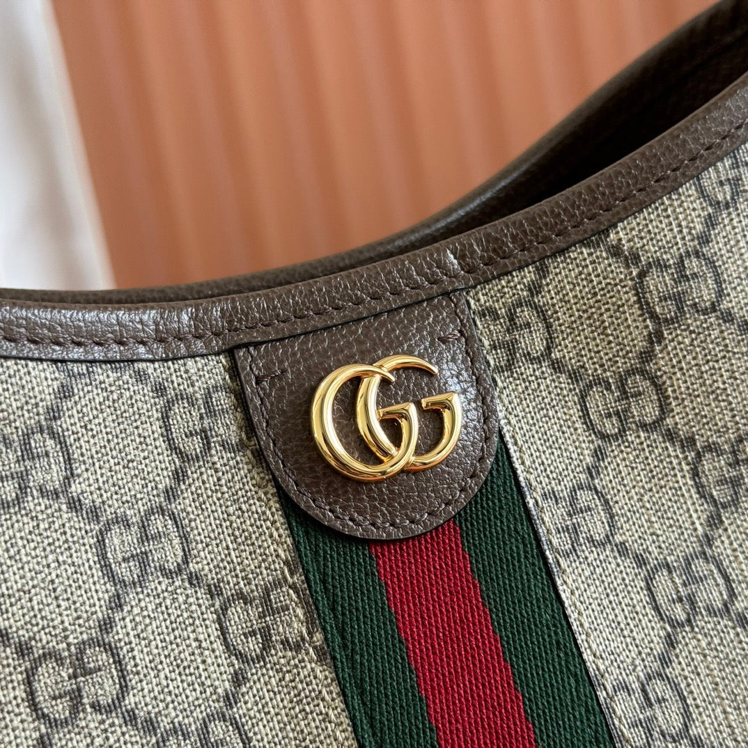 Gucci Ophidia 23cm Bag Ebony Brown Canvas Leather 248270
