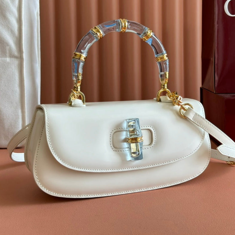 Gucci Bamboo Diva Bag White Leather 251029