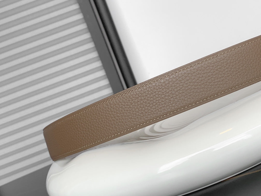 Hm Reversible Black And Camel Brown Leather Strap 32 Mm Silver Hardware