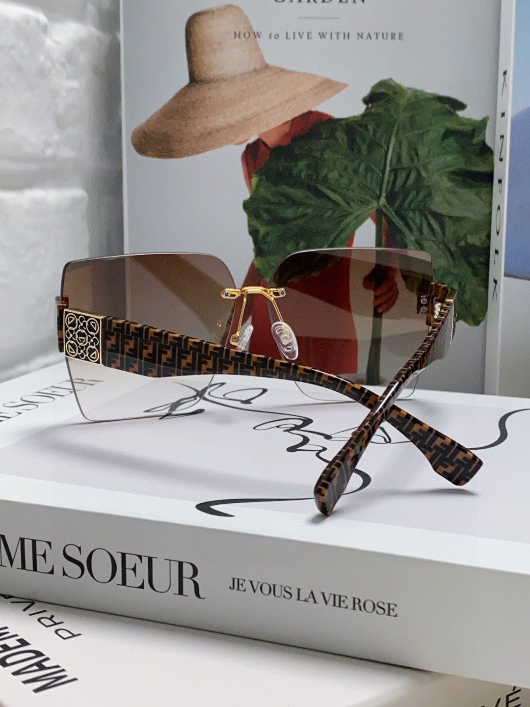 Ff Pattern First Crystal Square Frame Sunglasses 562044 In Acetate