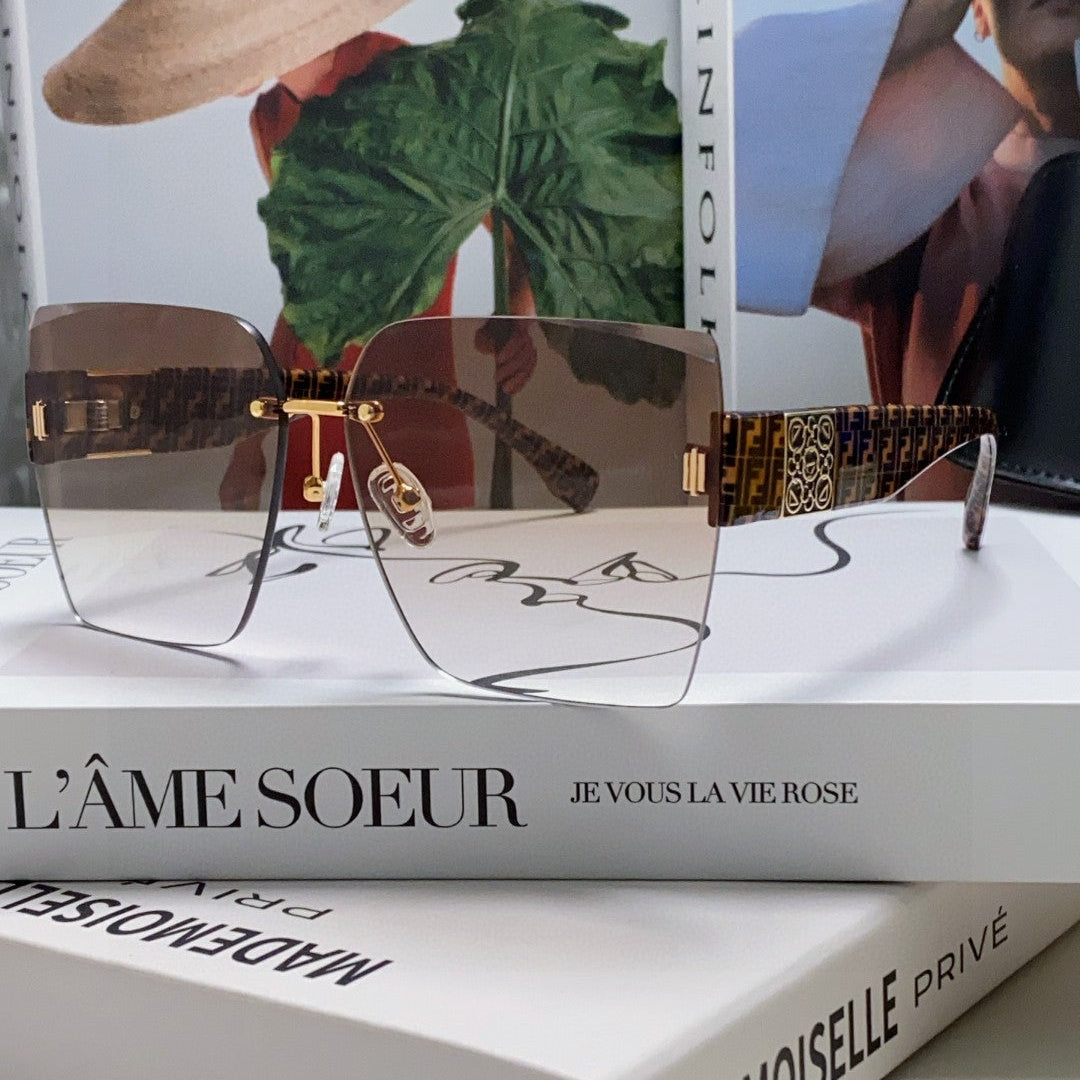 Ff Pattern First Crystal Square Frame Sunglasses 562044 In Acetate