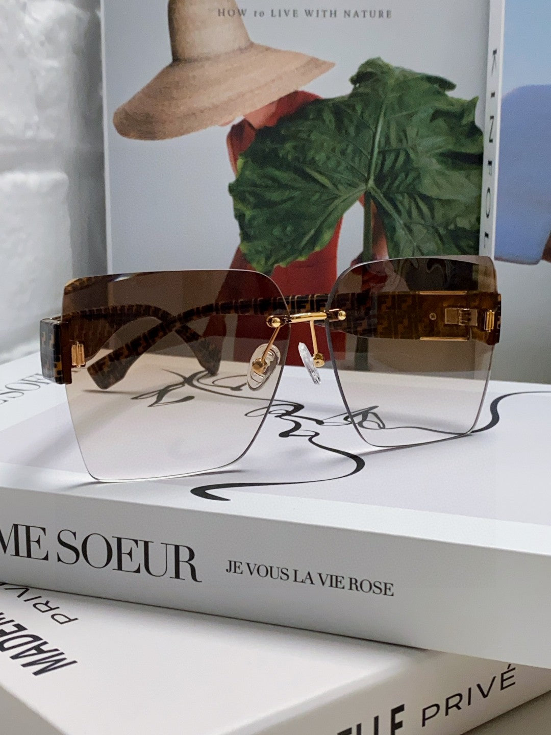 Ff Pattern First Crystal Square Frame Sunglasses 562044 In Acetate