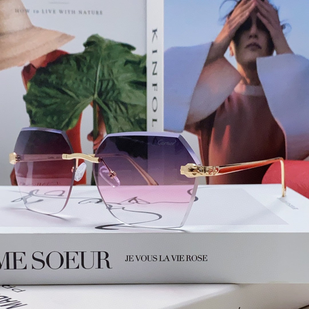 Panthère Rimless Geometric Frame Sunglasses 562061 In Metal