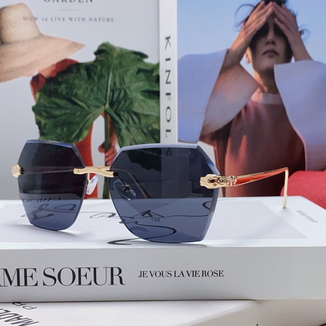 Panthère Rimless Geometric Frame Sunglasses 562061 In Metal