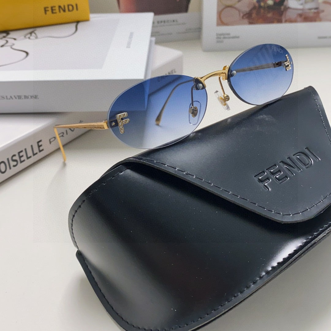 First Crystal Rimless Oval Frame Sunglasses 557152 In Metal