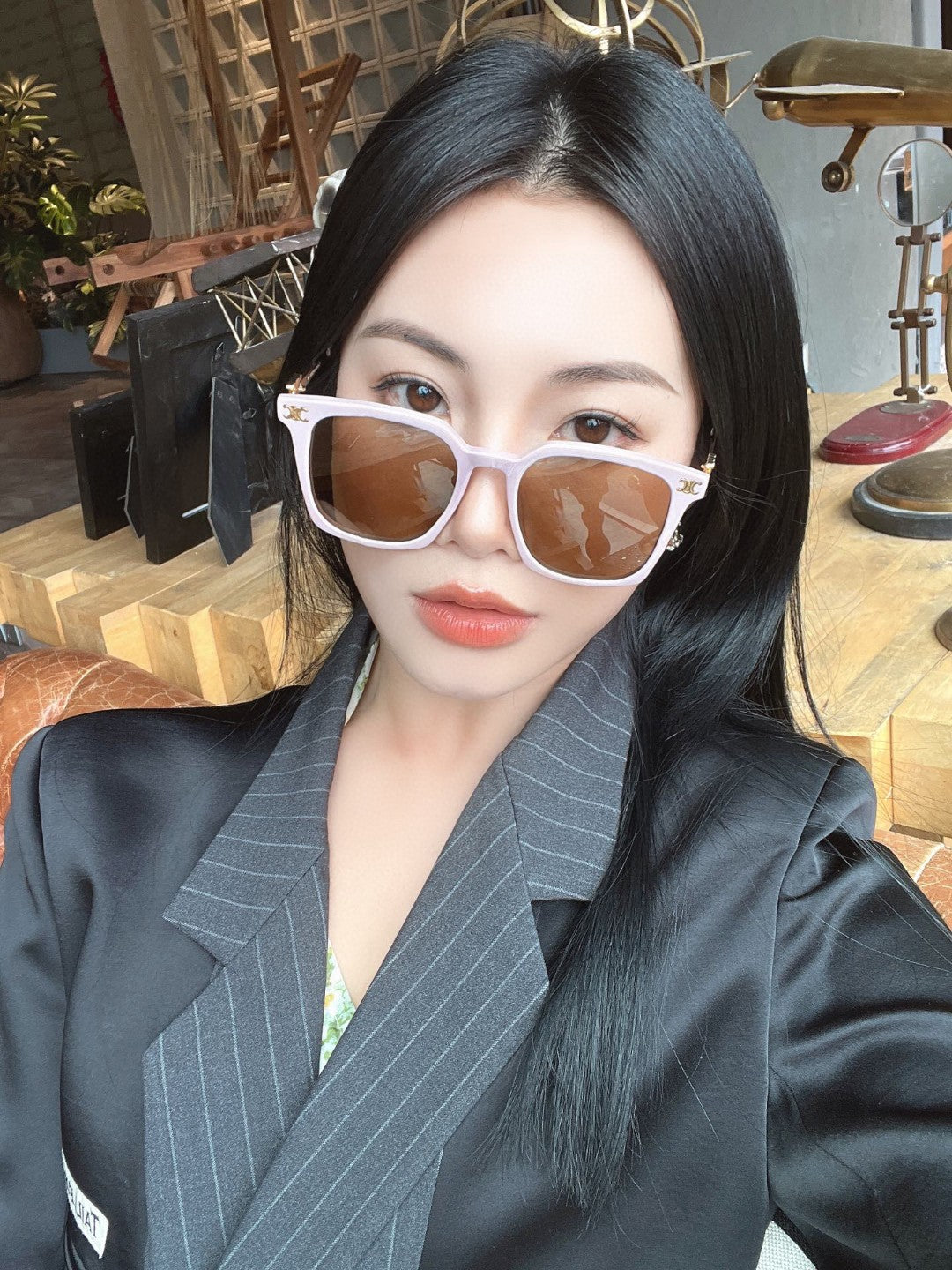 TRIOMPHE SUNGLASS 497815 IN PINK CLEAR METAL