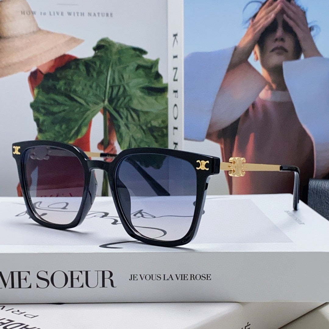 TRIOMPHE SUNGLASS 497819 IN GOLD METAL BLACK SMOKE LENSES