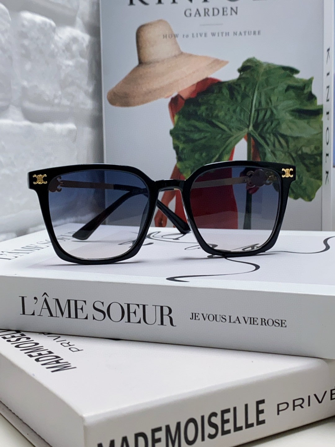 TRIOMPHE SUNGLASS 497819 IN GOLD METAL BLACK SMOKE LENSES