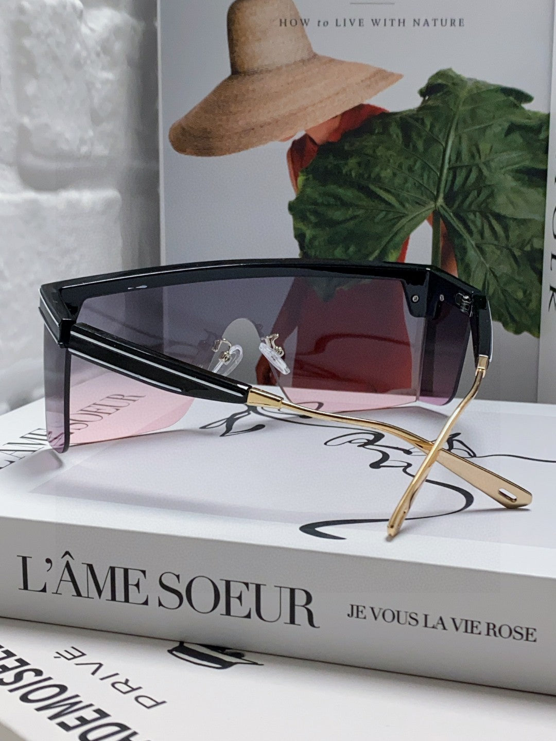 Sunglass Club M1U 566688 In Black Acetate Pink Smoke Lenses