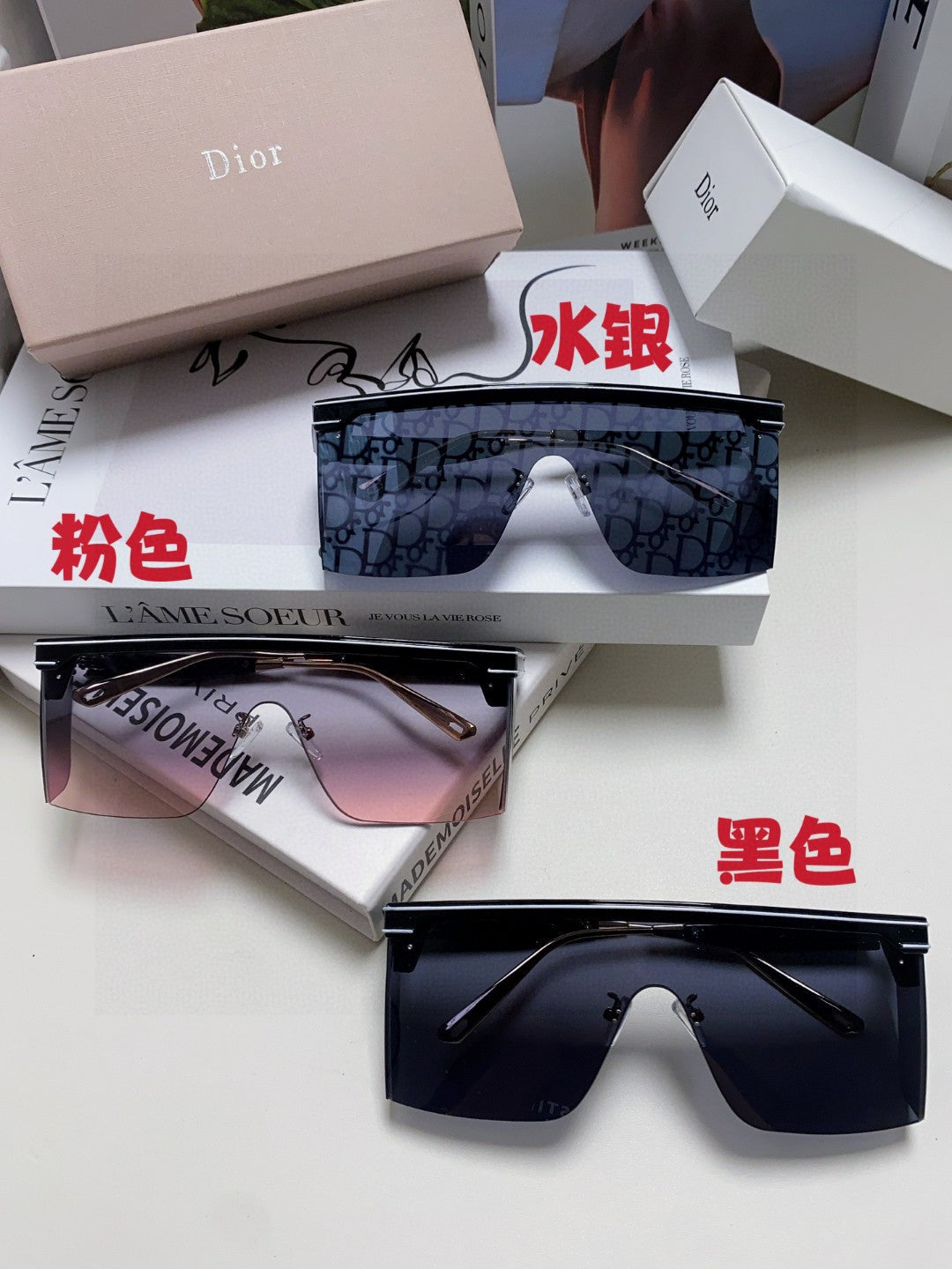 Sunglass Club M1U 566688 In Black Acetate Pink Smoke Lenses