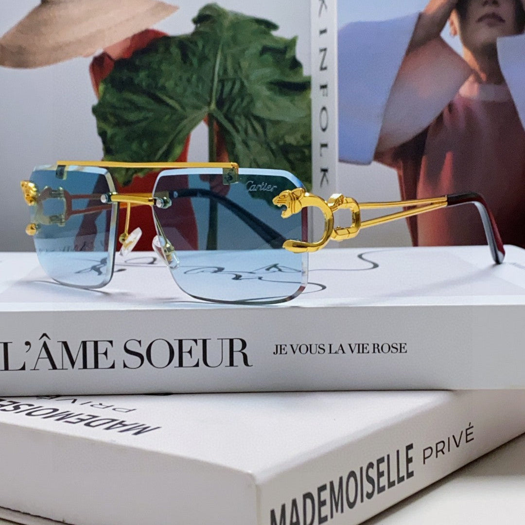 Panthère Rimless Rectangular Frame Sunglasses 543542 In Metal