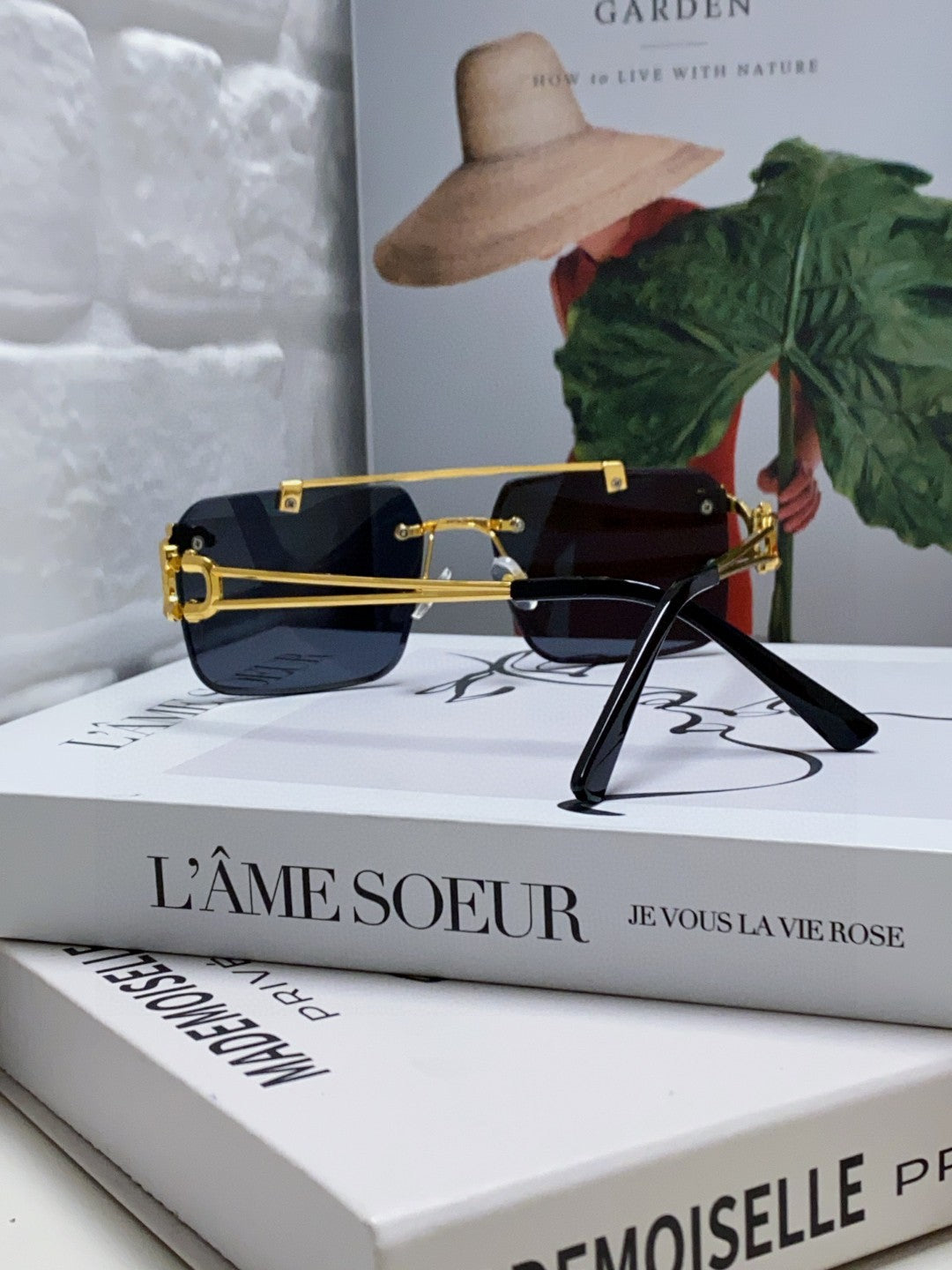 Panthère Rimless Rectangular Frame Sunglasses 543542 In Metal