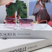 Panthère Rimless Rectangular Frame Sunglasses 543543 In Metal