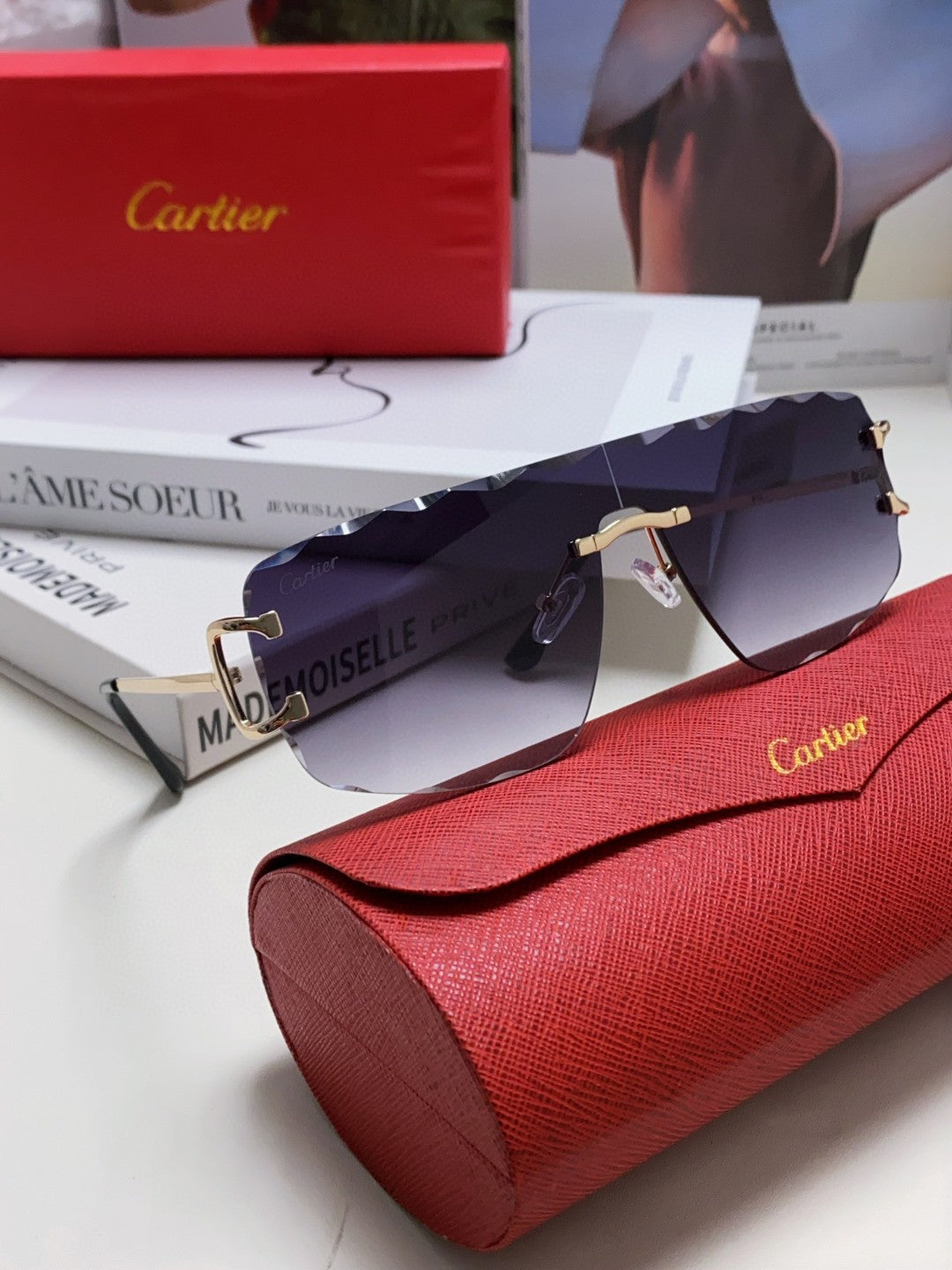 C De Rimless Navigator Frame Sunglasses 548665 In Metal