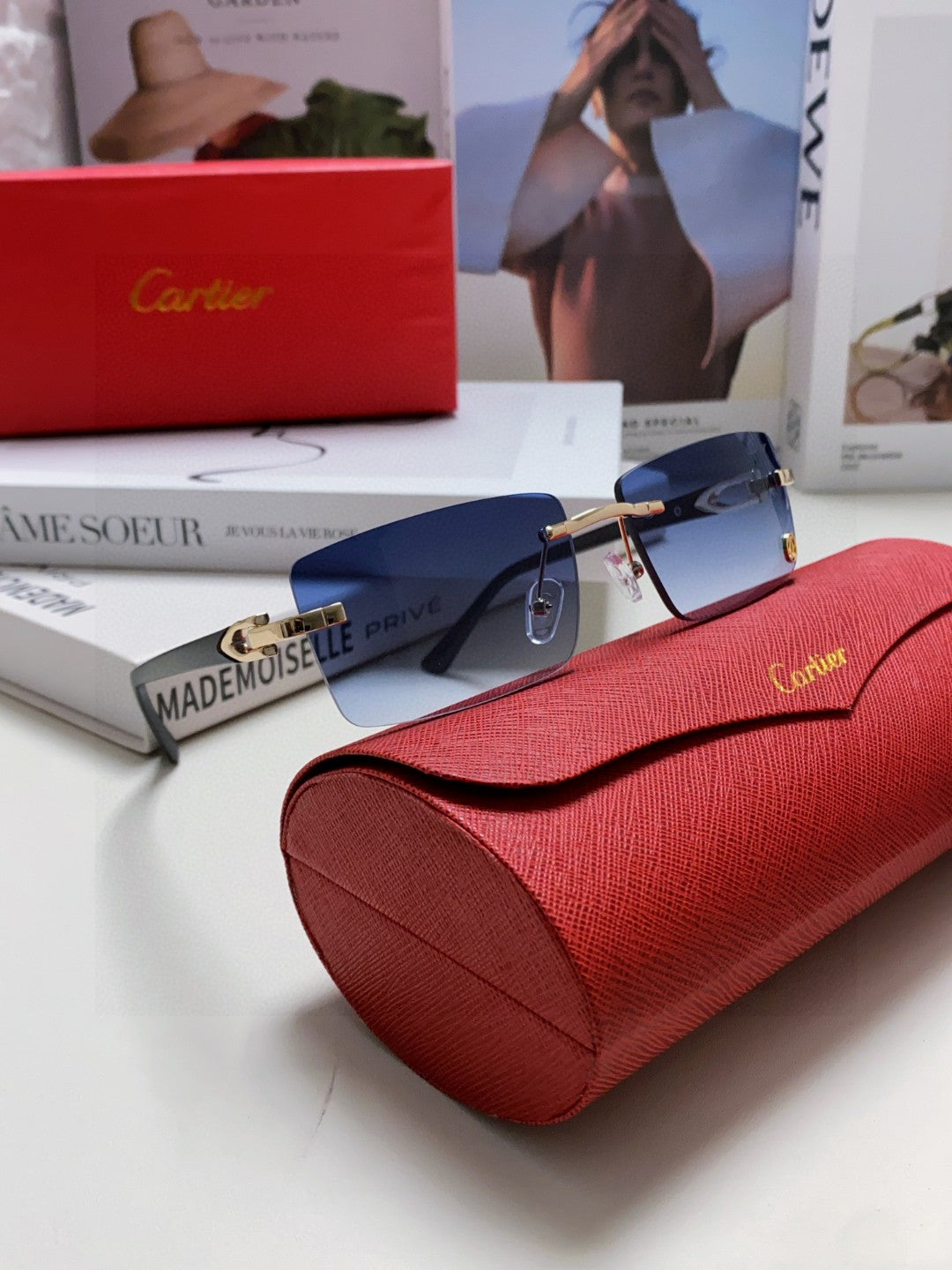 C De Rectangular Frame Sunglasses 555890 In Metal And Acetate