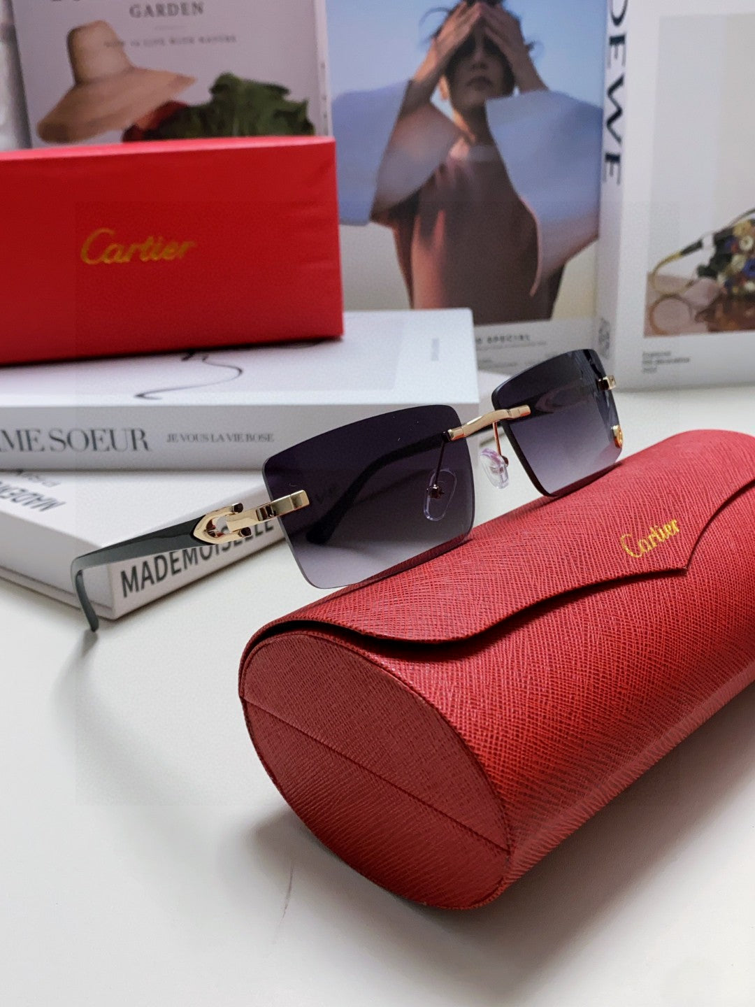 C De Rectangular Frame Sunglasses 555890 In Metal And Acetate