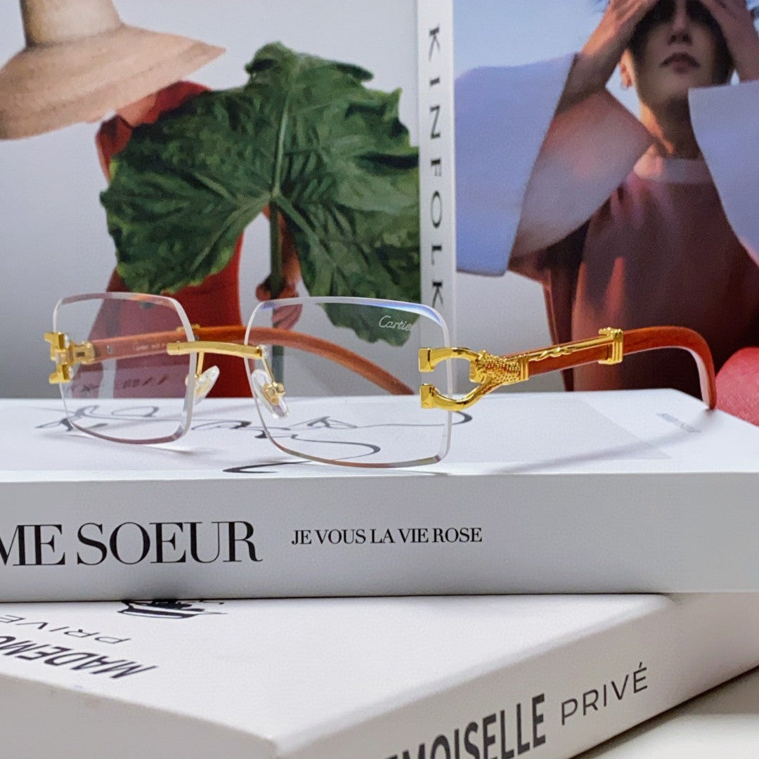 Panthère Rectangular Frame Sunglasses 555891 In Metal And Wooden