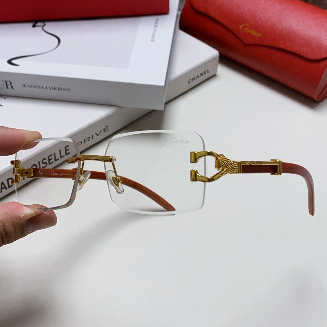 Panthère Rectangular Frame Sunglasses 555891 In Metal And Wooden