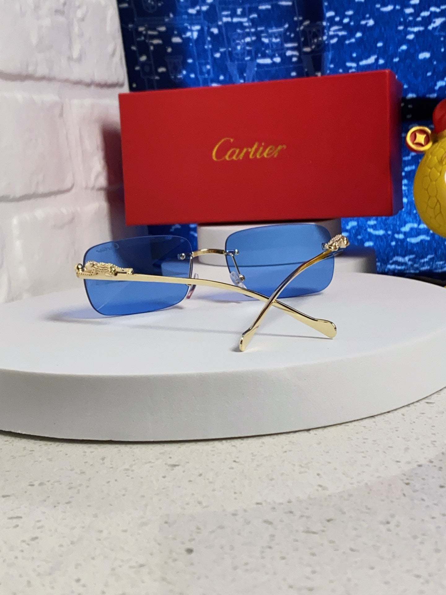 Panthère Rimless Rectangular Frame Sunglasses 531822 In Metal