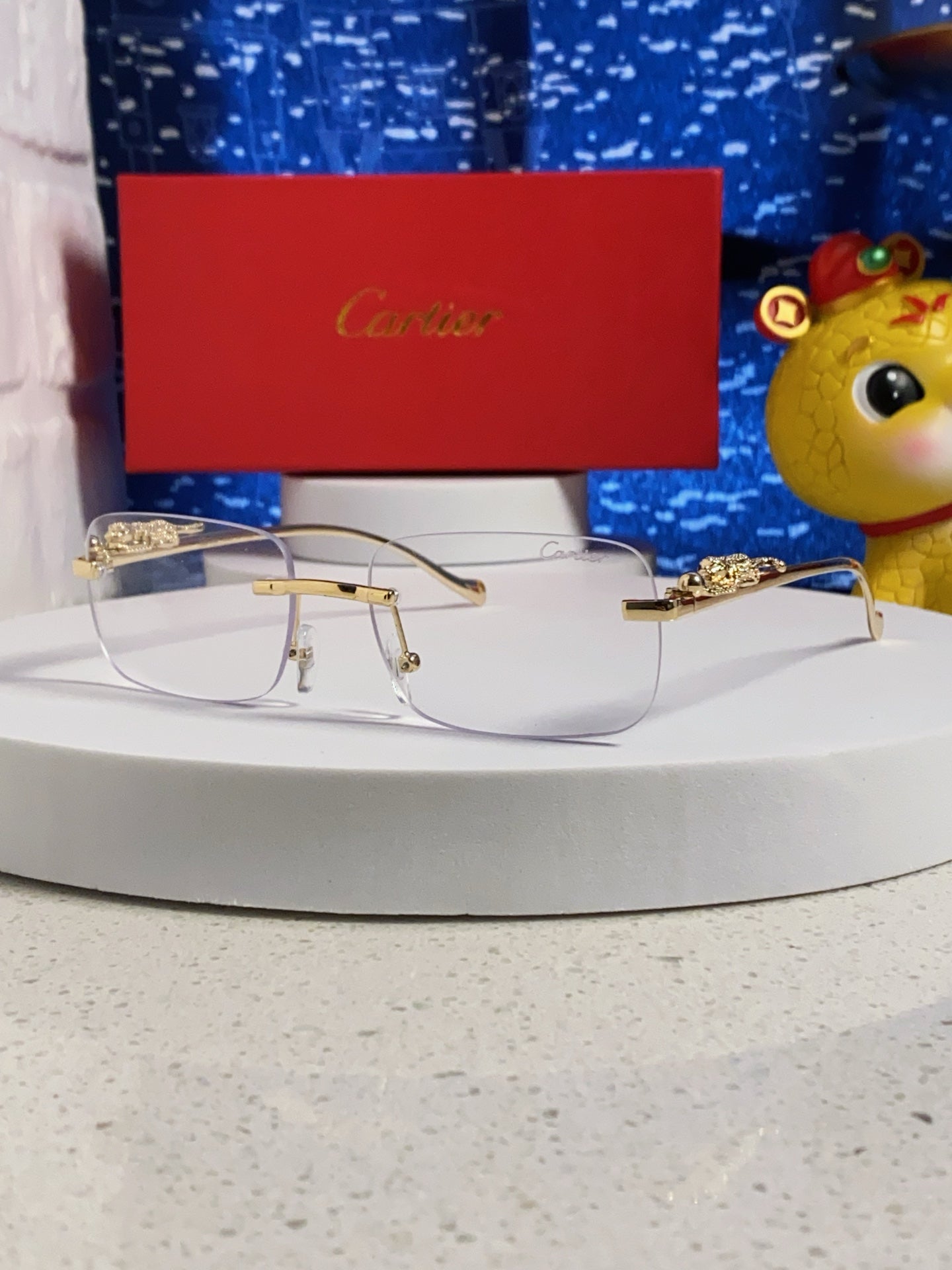 Panthère Rimless Rectangular Frame Sunglasses 531822 In Metal