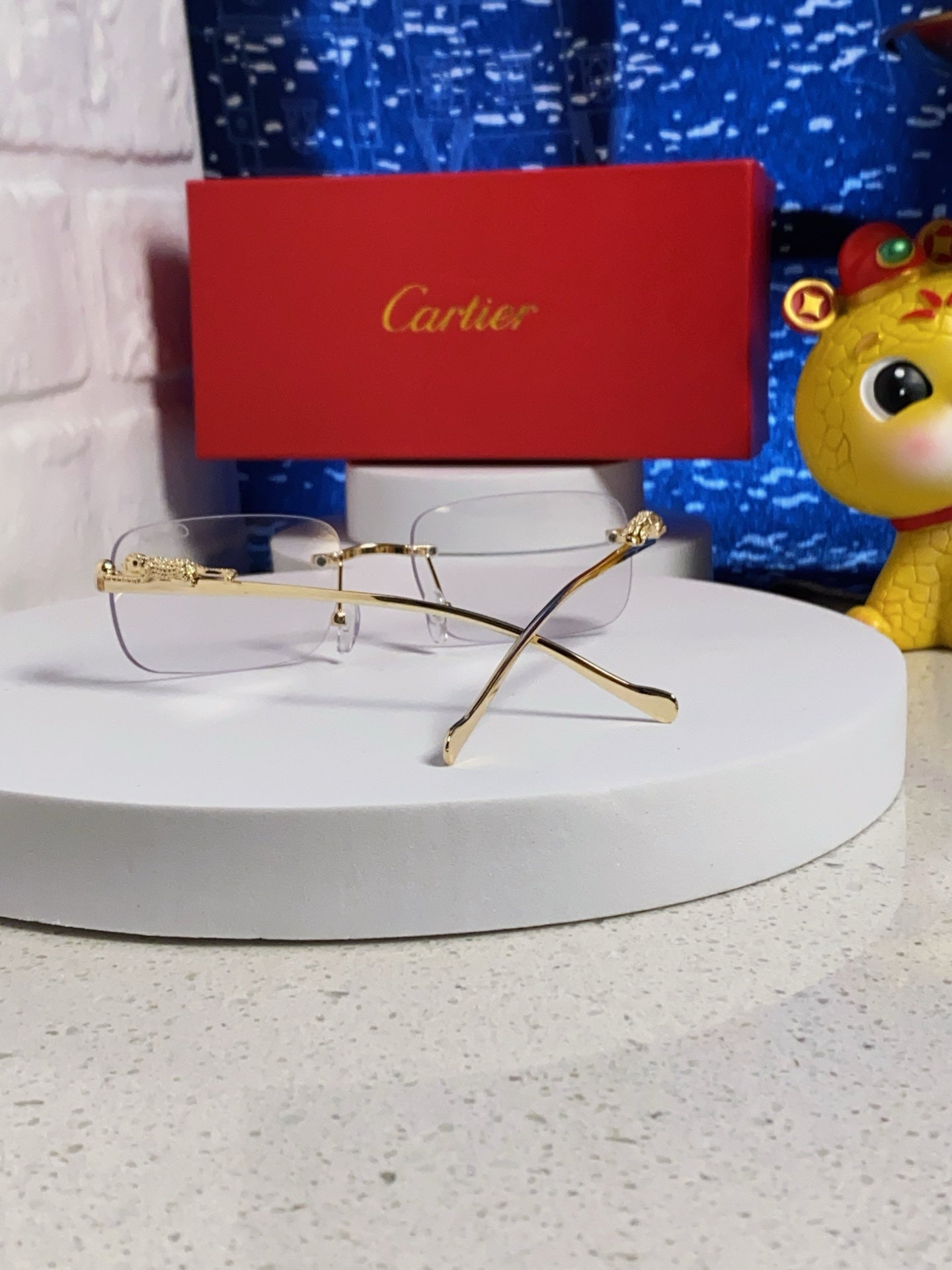 Panthère Rimless Rectangular Frame Sunglasses 531822 In Metal