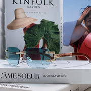 Crystal Studded C De Rectangular Frame Sunglasses 533159 In Metal