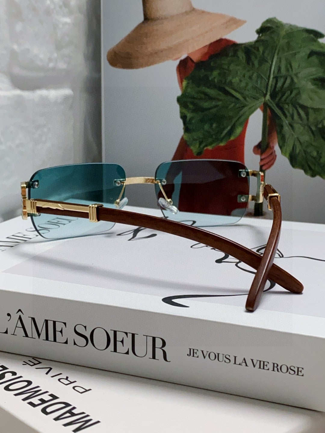 Crystal Studded C De Rectangular Frame Sunglasses 533159 In Metal