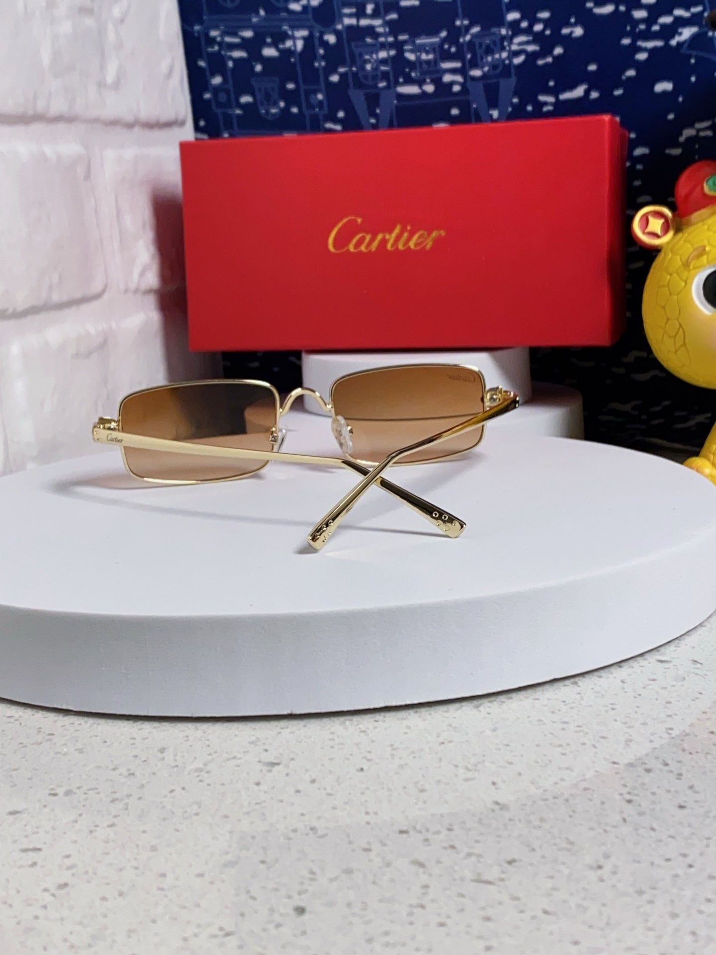 Santos Rectangular Frame Sunglasses Ct0473S In Metal