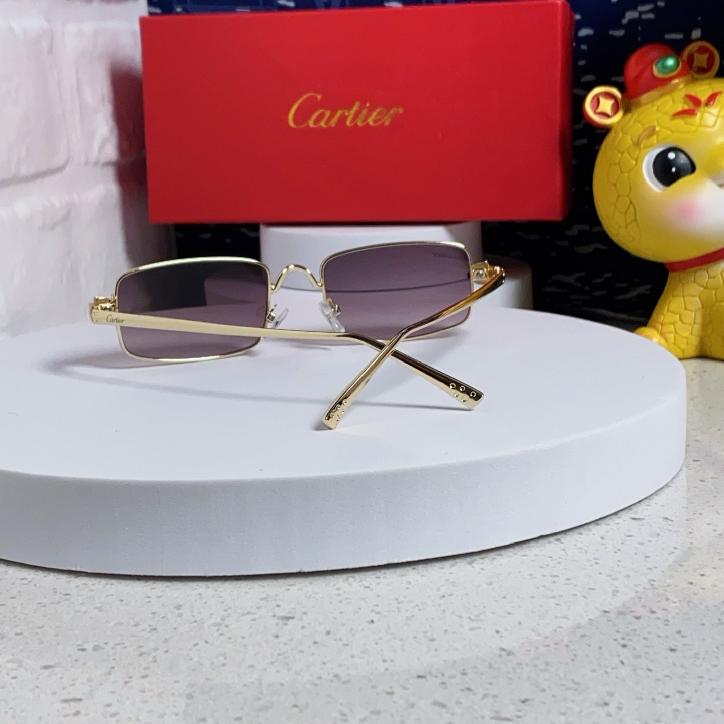 Panthère Rectangular Frame Sunglasses Ct0473S In Metal