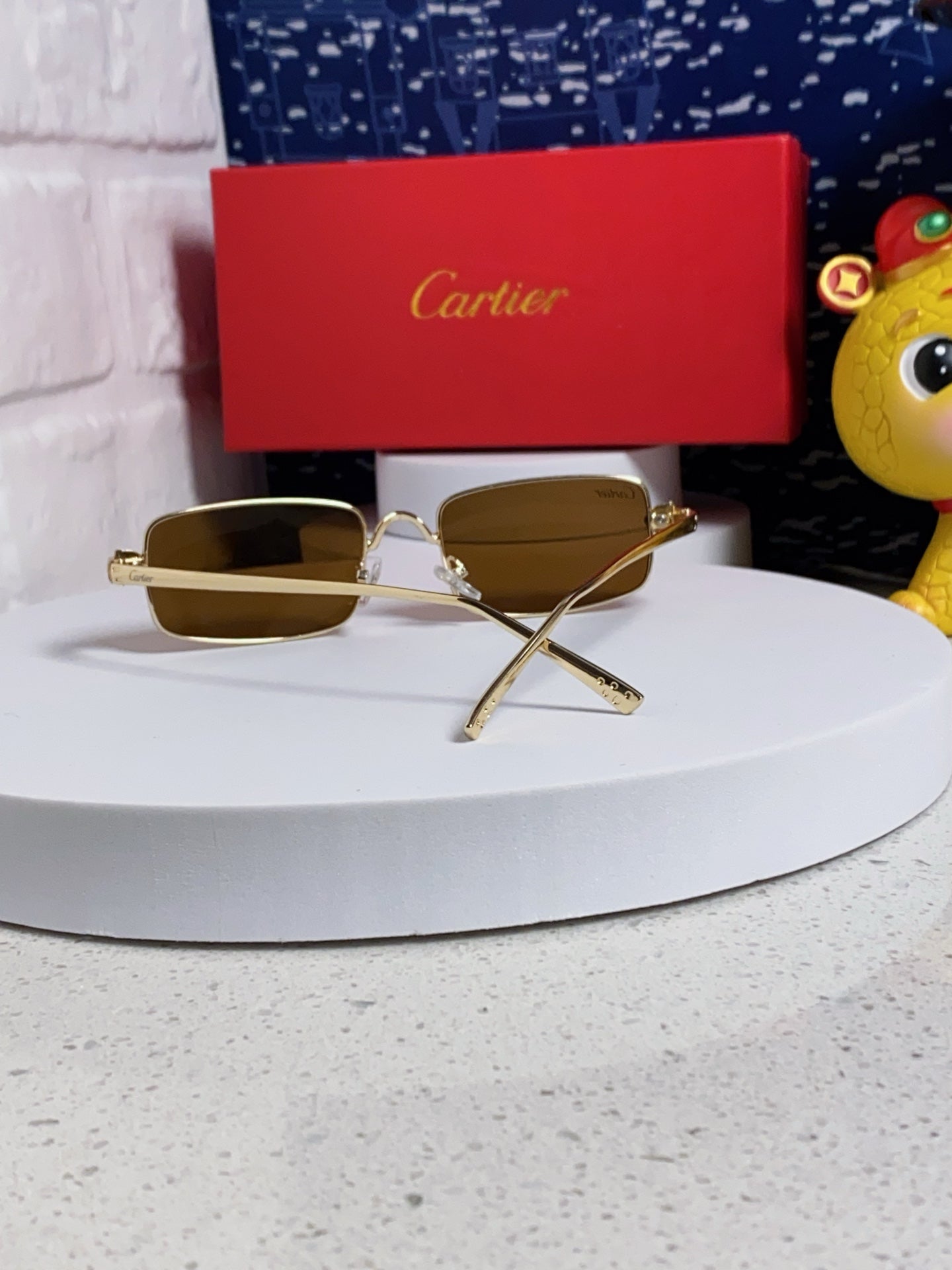 Santos Rectangular Frame Sunglasses Ct0473S In Metal