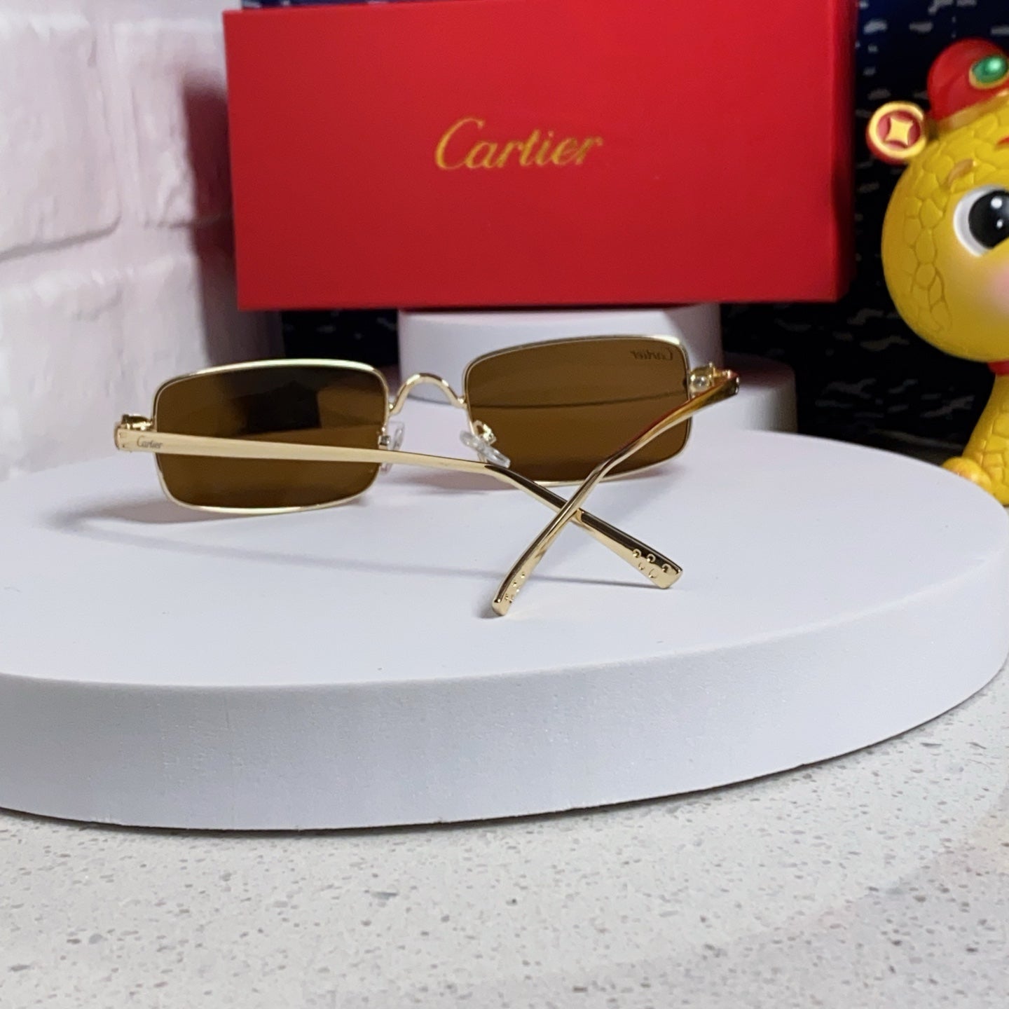 Panthère Rectangular Frame Sunglasses Ct0473S In Metal