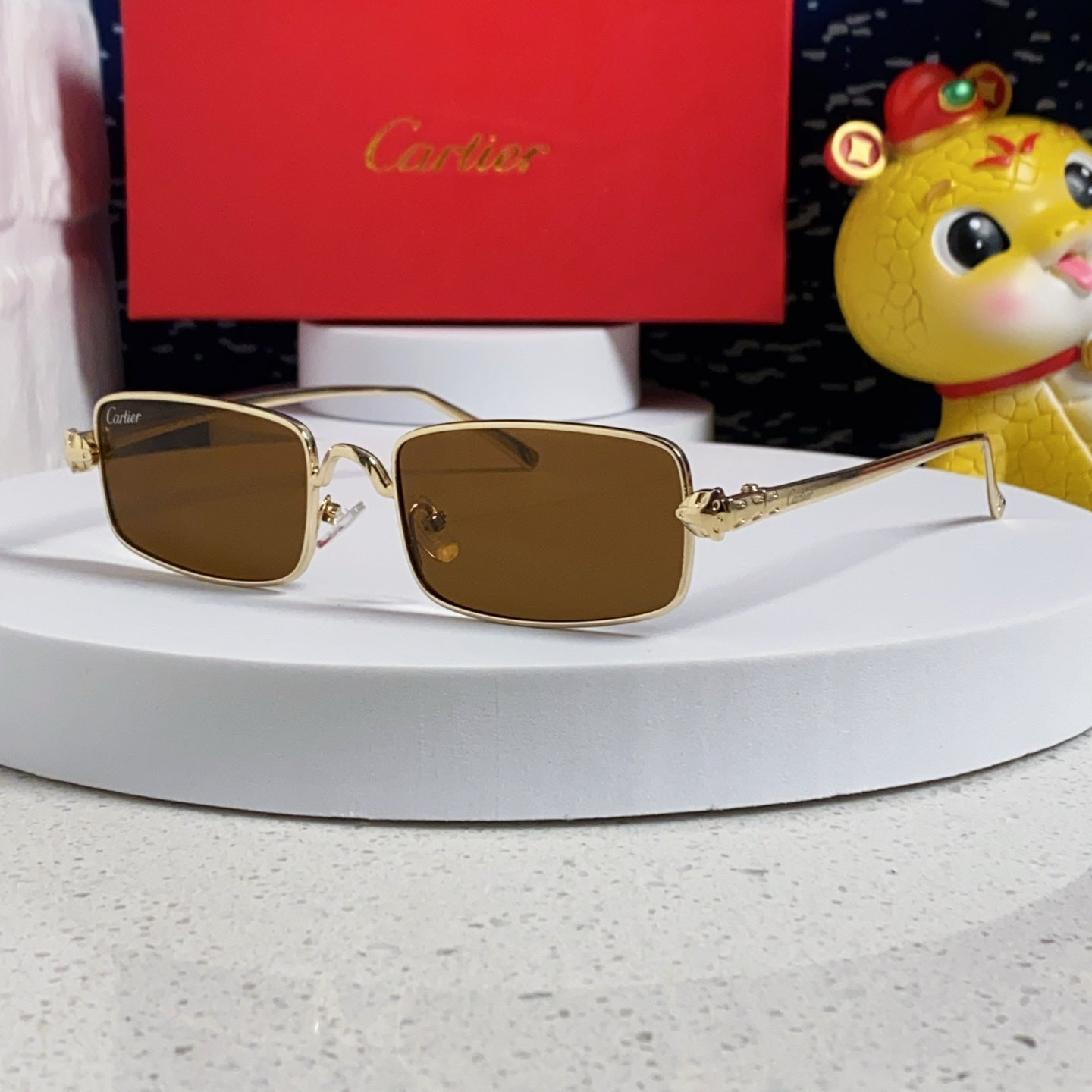 Panthère Rectangular Frame Sunglasses Ct0473S In Metal