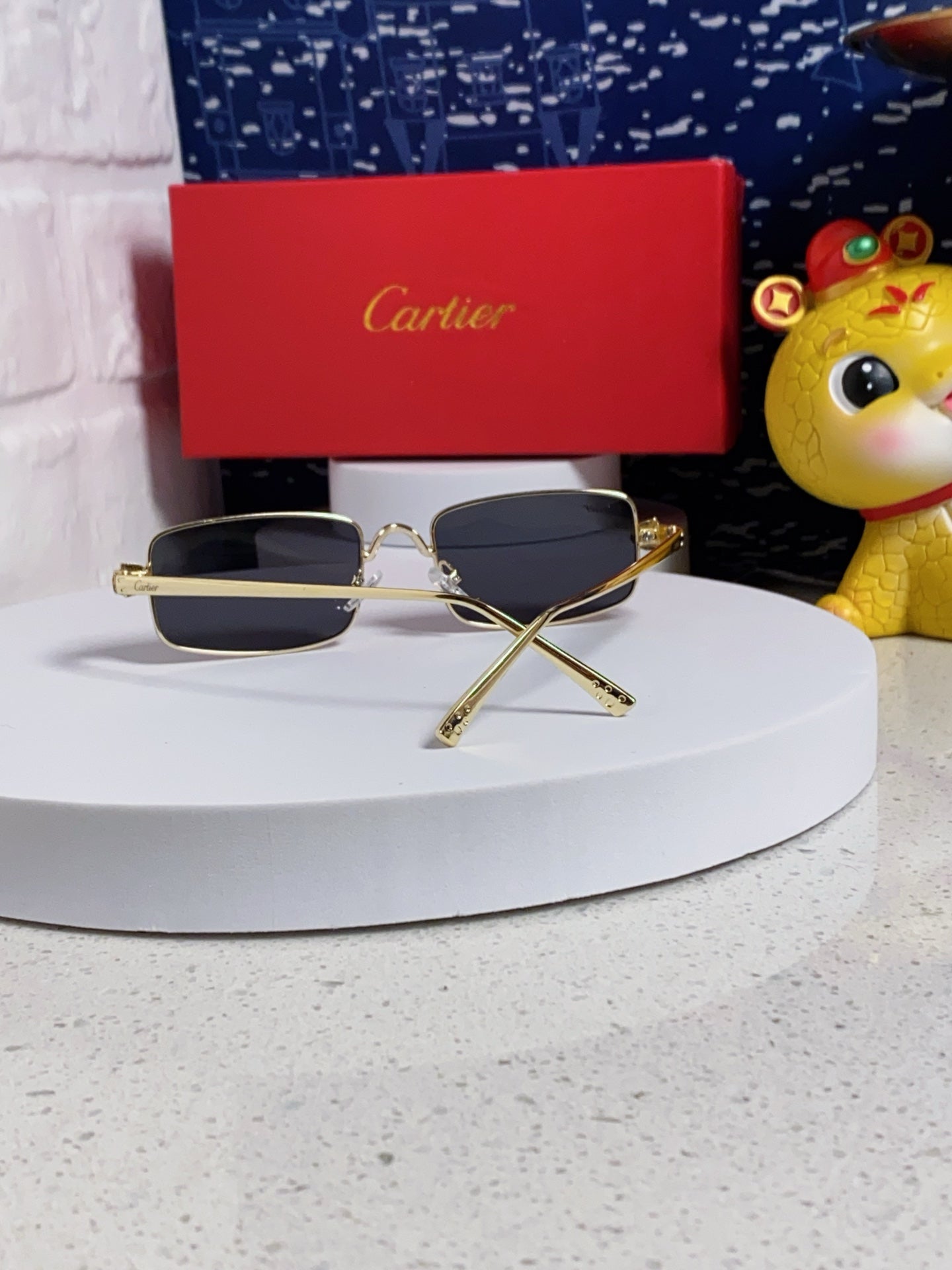 Santos Rectangular Frame Sunglasses Ct0473S In Metal