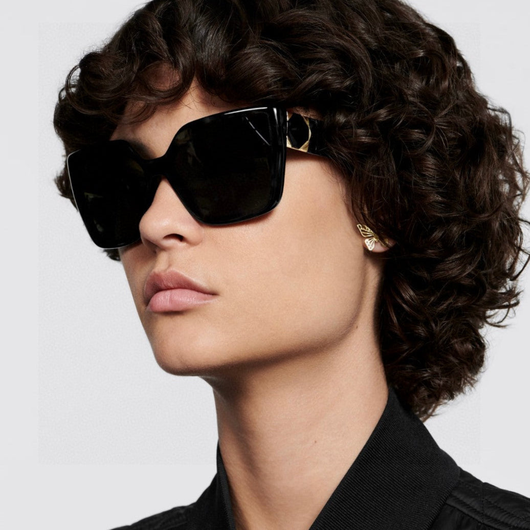 Lady 95.22 S2F Sunglass 571586 In Black Acetate Grey Smoke