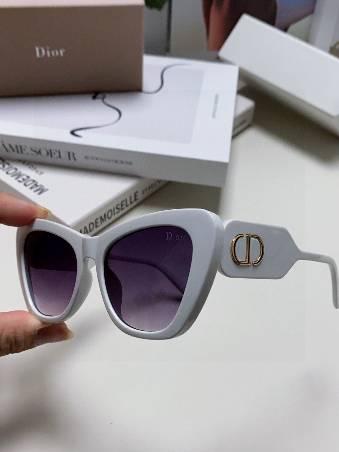 Bobby B1U Sunglass 571589 In White Acetate Grey Smoke Lenses