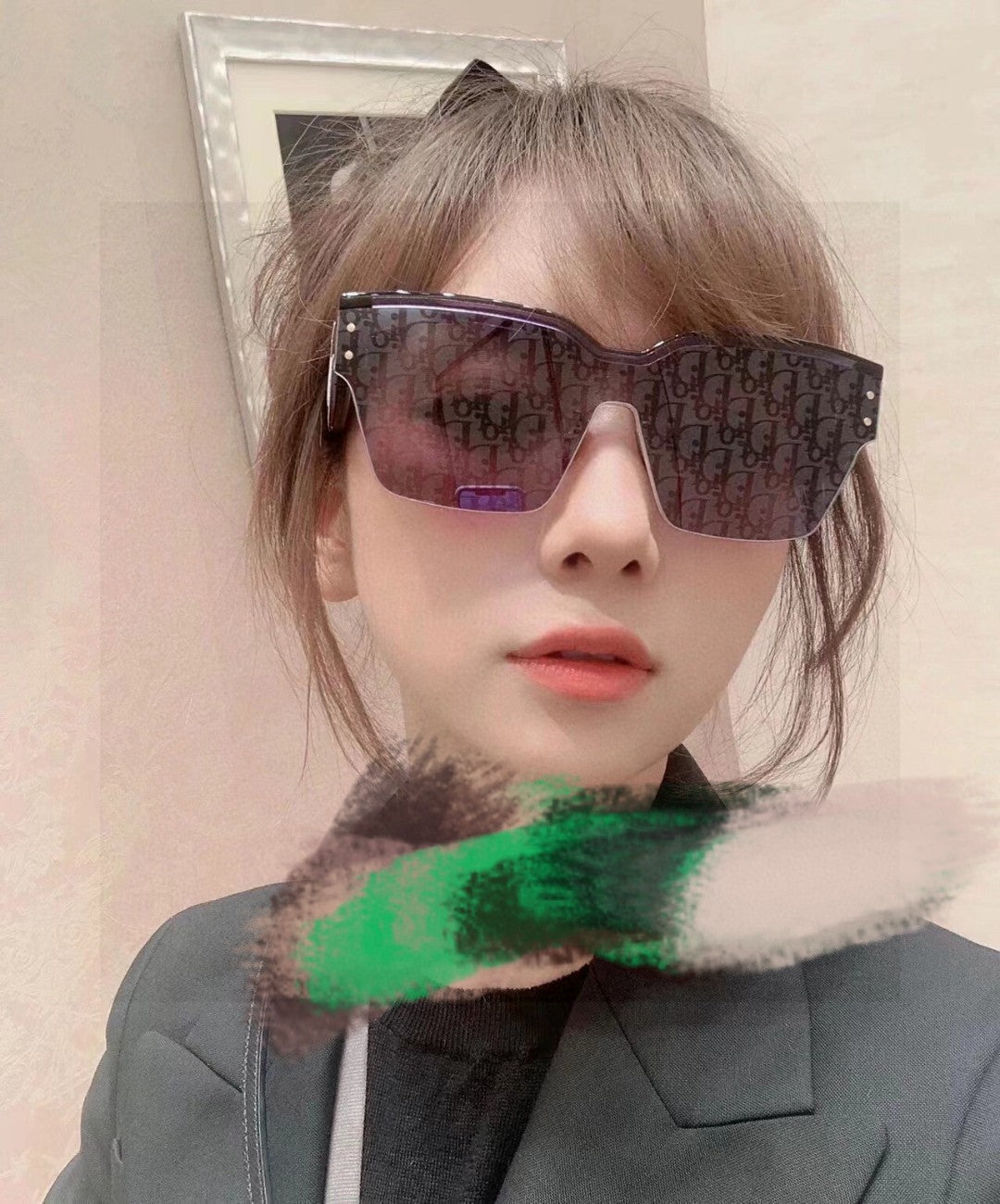 Oblique Sunglass 571598 In Black Acetate